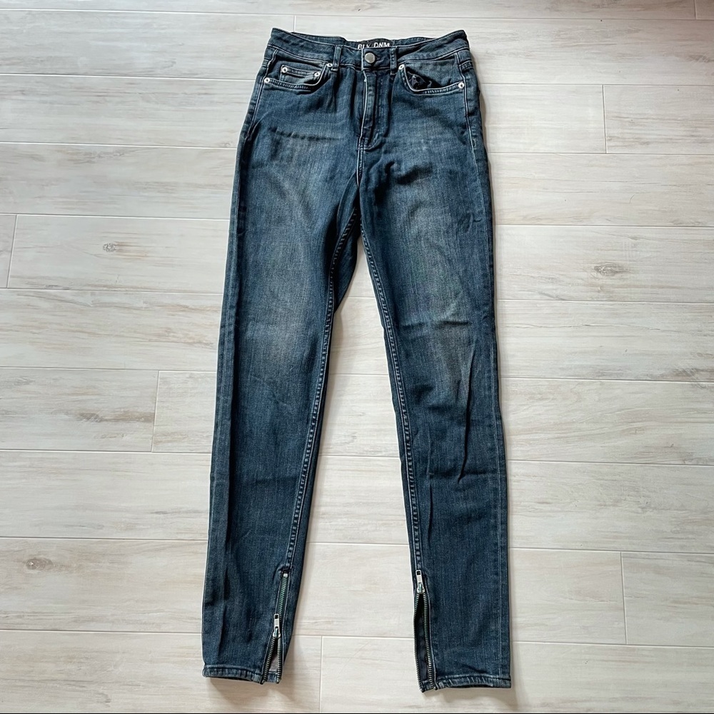 BLK DNM Zip-Ankle High Waist Skinny Jeans